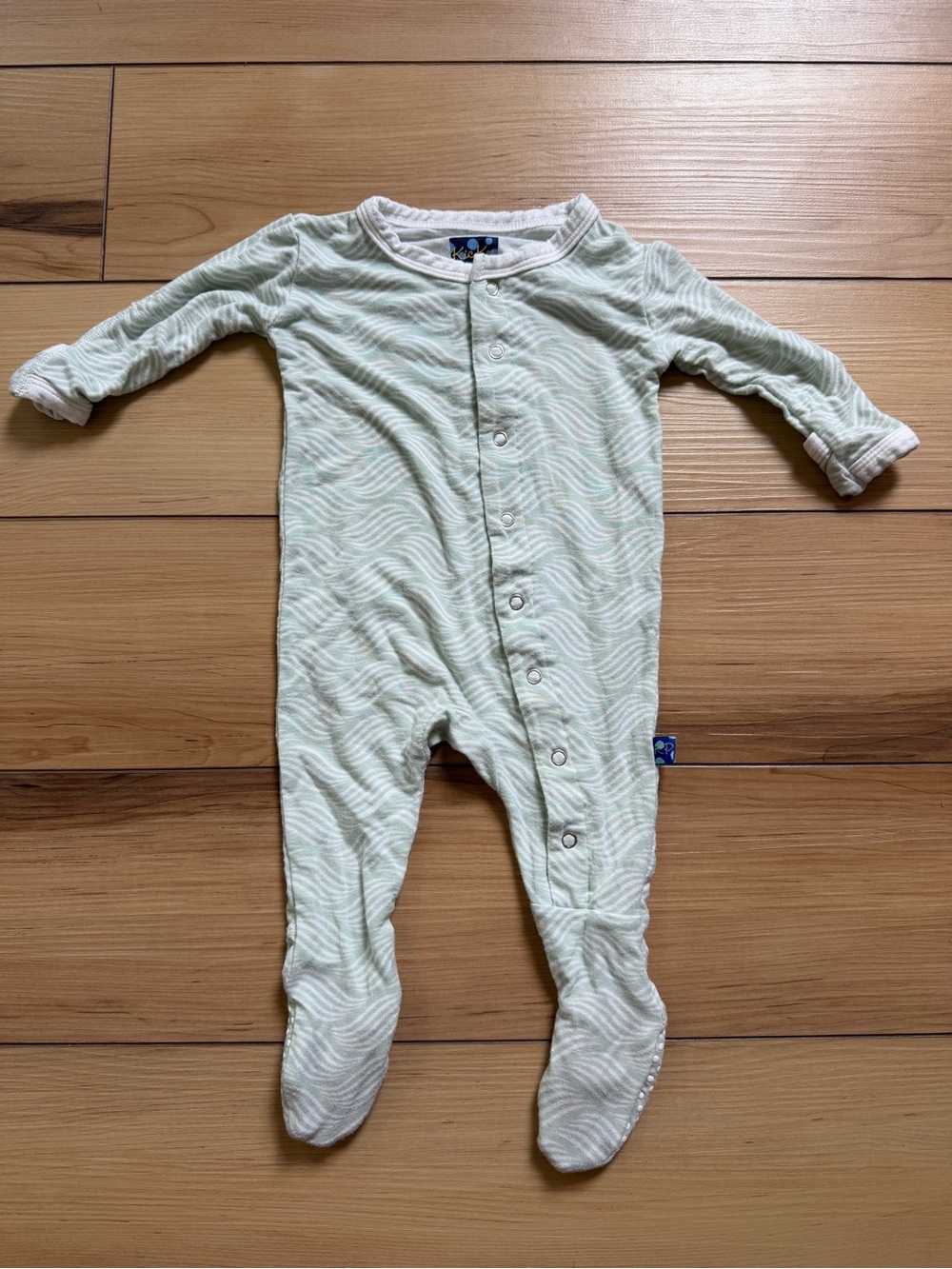 Kickee Pants Light Green Wave Footed One-Piece